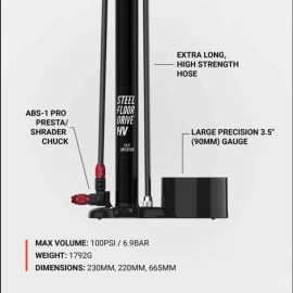 Напольный насос Lezyne Steel Floor Drive Манометр 3,5" 220 psi Y18