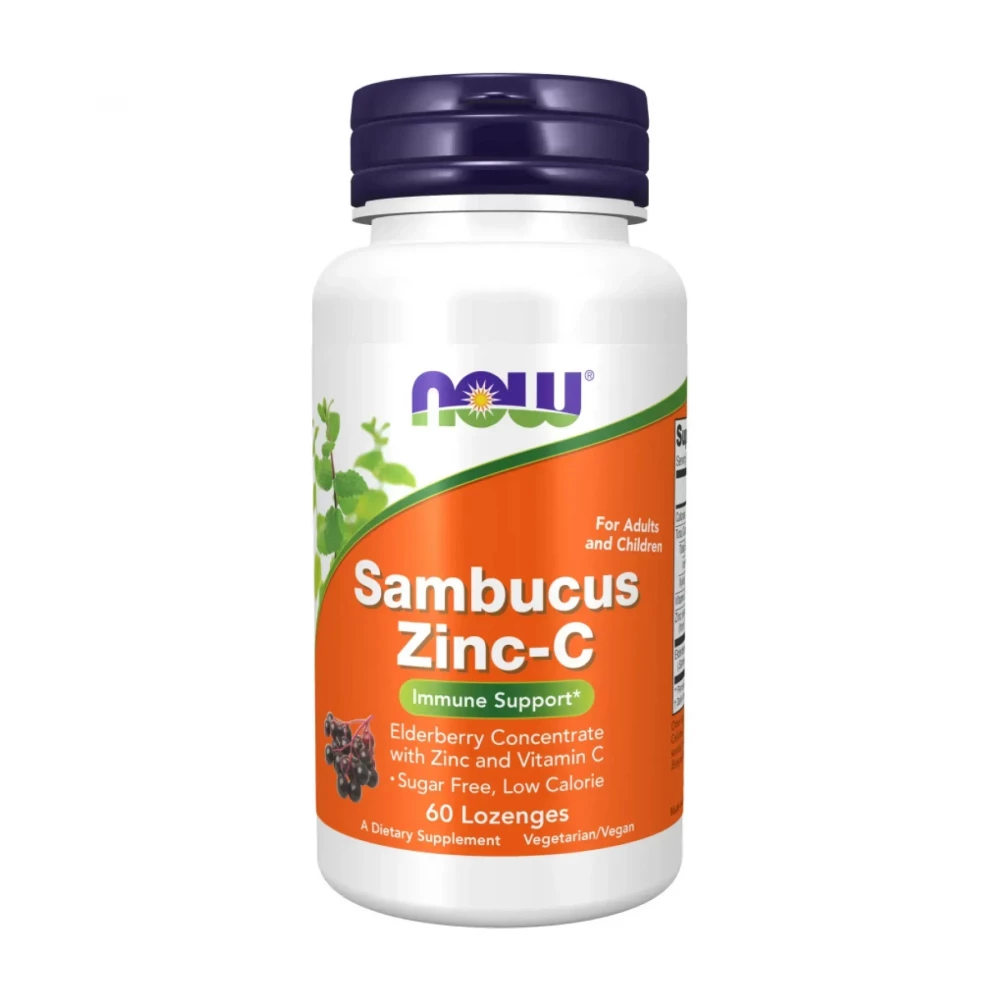 Бузина з цинком та вітаміном С Now Foods Sambucus Zinc-C - 60 lozenges