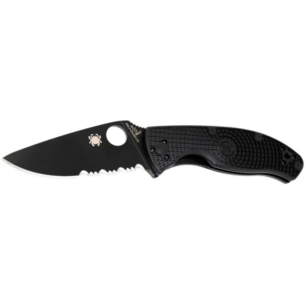 Ніж Spyderco Tenacious Black Blade FRN напівсерейтор