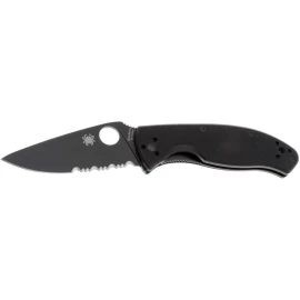 Ніж Spyderco Tenacious Black Blade напівсерейтор