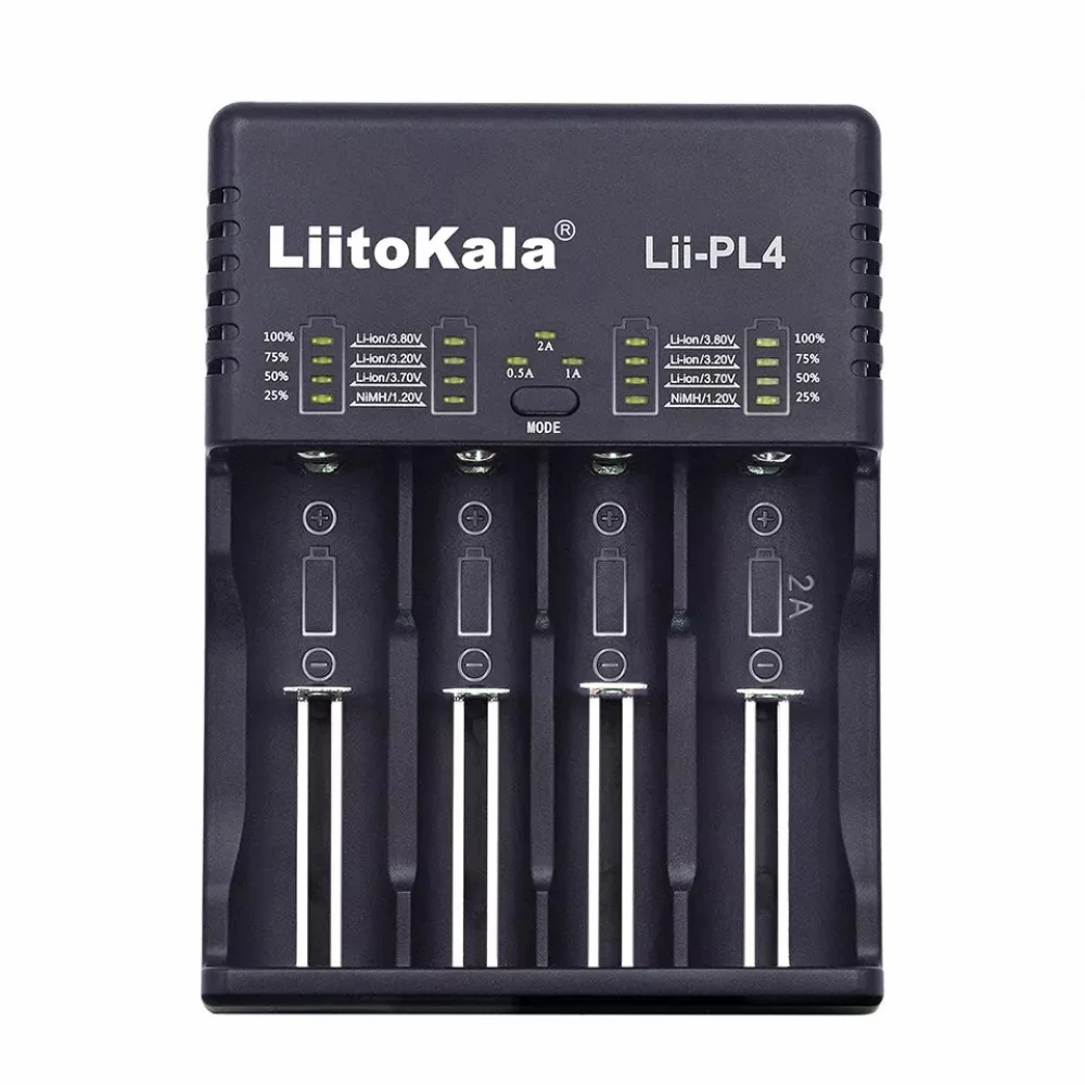 Зарядний пристрій Liitokala Lii-PL4, 4 канала, Ni-Mh/Li-ion/LiFePO4, 220V/12V, LED, Box