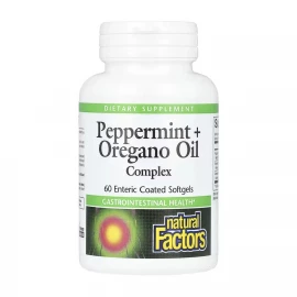 Олія перцевої м'яти + Орегано Natural Factors Peppermint+Oregano Oil Complex - 60 softgels