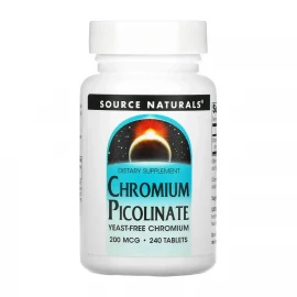 Піколінат хрому Source Naturals Chromium Picolinate 200 mcg, Yeast Free - 240 tabs