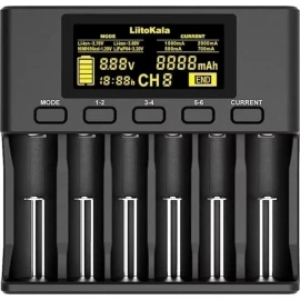 Зарядний пристрій LiitoKala Lii-S6 EU на 6 каналів та автомобільний кабель