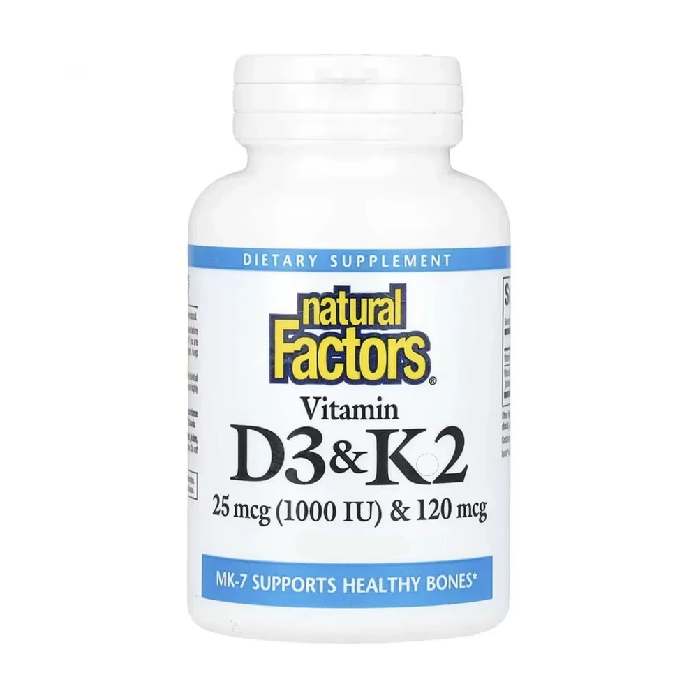 Вітаміни Natural Factors Vitamin D3 & K2 25 mcg (1000 IU) & 120 mcg - 120 softgels