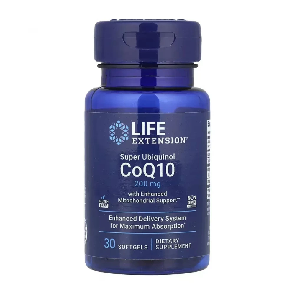 Коензим Life Extension Super Ubiquinol CoQ10 with Enhanced Mitochondrial Support 200 mg 30 softgels