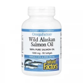 Омега-3 Natural Factors Wild Alaskan Salmon Oil 1000 mg - 90 softgels