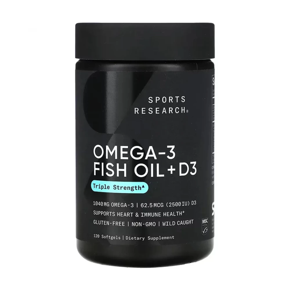 Омега-3 та Вітамін D3 Sport Research Omega-3 Fish Oil Alask Omega 1250 mg + D3 2500IU - 120 softgels