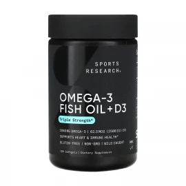 Омега-3 та Вітамін D3 Sport Research Omega-3 Fish Oil Alask Omega 1250 mg + D3 2500IU - 120 softgels
