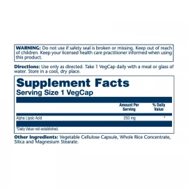 Альфа-ліпоєва кислота Solaray Alpha Lipoic Acid 250 mg - 60 vcaps