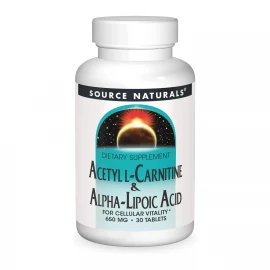 Ацетил-L-карнитин и ALA Source Naturals Acetyl L-Carnitine & Alpha-Lipoic Acid 650 mg - 30 tabs