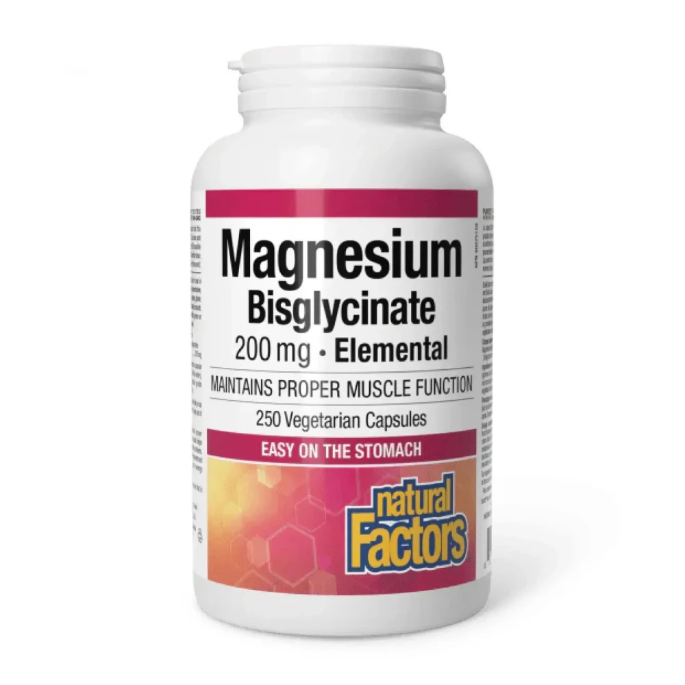 Бісгліцинат магнію Natural Factors Magnesium Bisglycinate Pure 200 mg - 250 caps