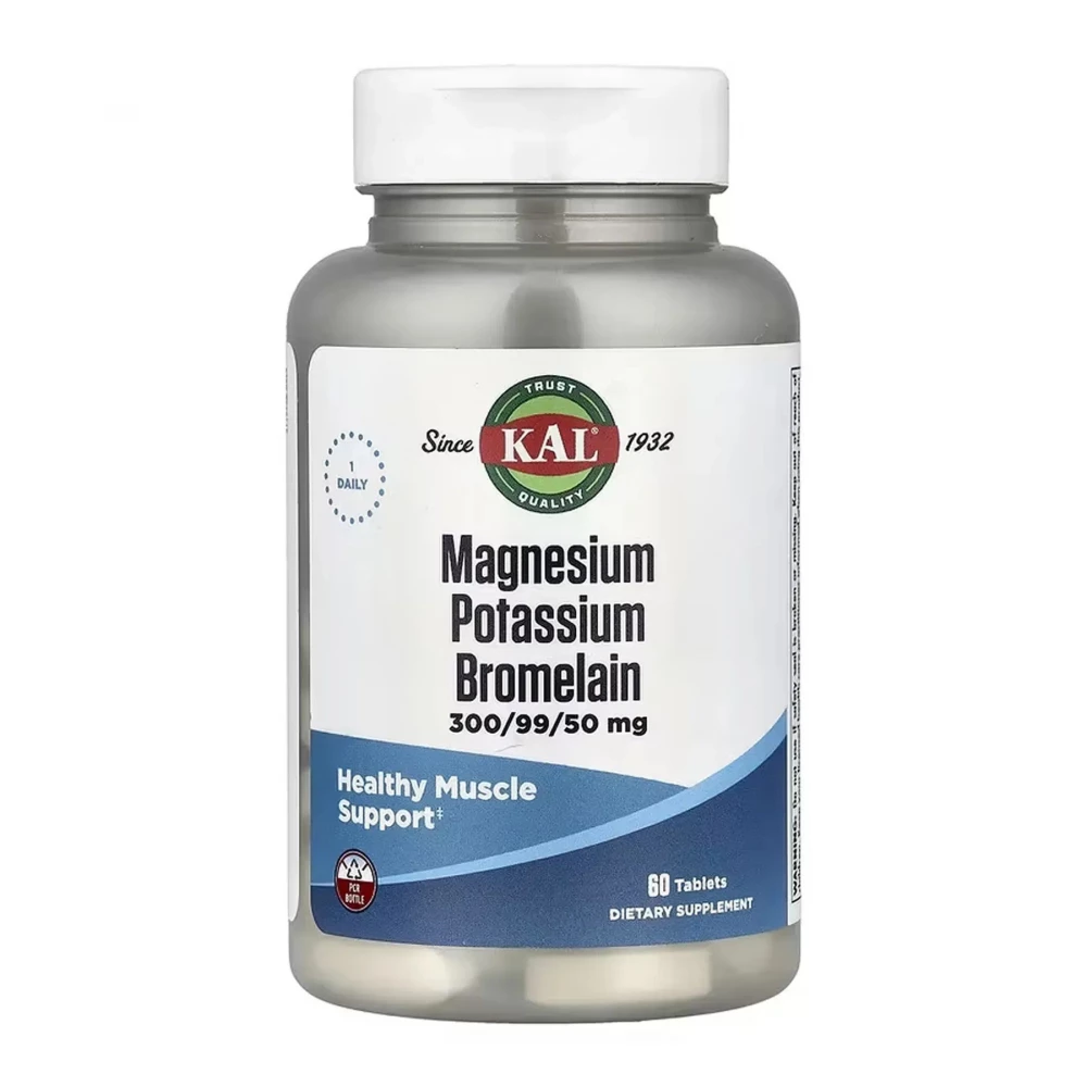 Мінеральний комплекс KAL Magnesium Potassium Bromelain - 60 tabs