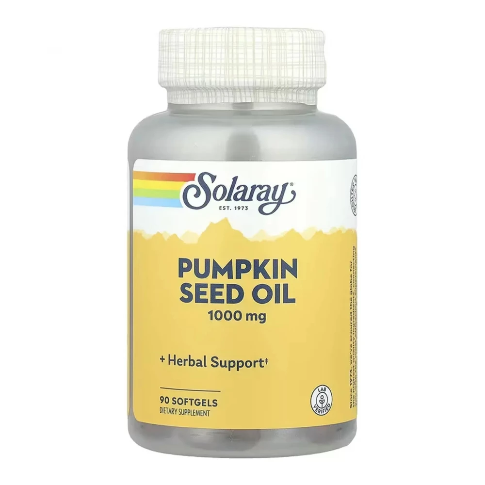 Олія насіння гарбуза Solaray Pumpkin Seed Oil 1000 mg - 90 softgels
