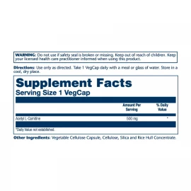 Ацетил L-карнітин Source Naturals Acetyl L-Carnitine 500 mg - 30 tabs