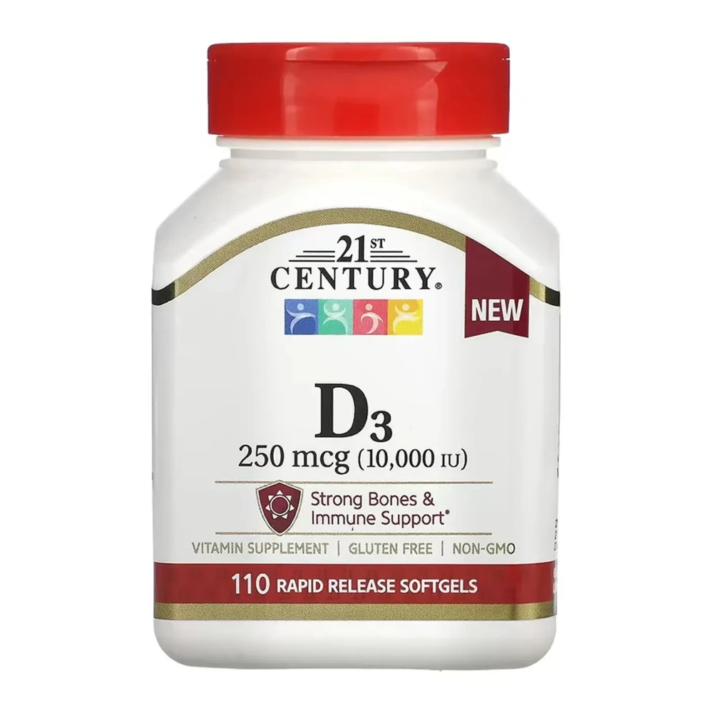 Витамин D3 21st Century D3 250 mcg (10,000 IU) - 110 softgels