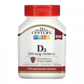 Вітамін D3 21st Century D3 250 mcg (10,000 IU) - 110 softgels