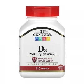 Вітамін D3 21st Century D3 250 mcg (10,000 IU) - 110 tabs