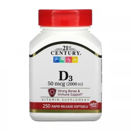 Вітамін D3 21st Century D3 50 mcg (2000 IU) - 250 softgels