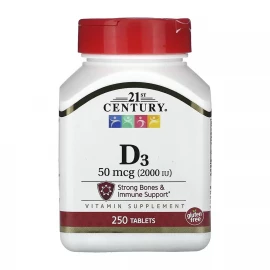 Вітамін D3 21st Century D3 50 mcg (2000 IU) - 250 tabs