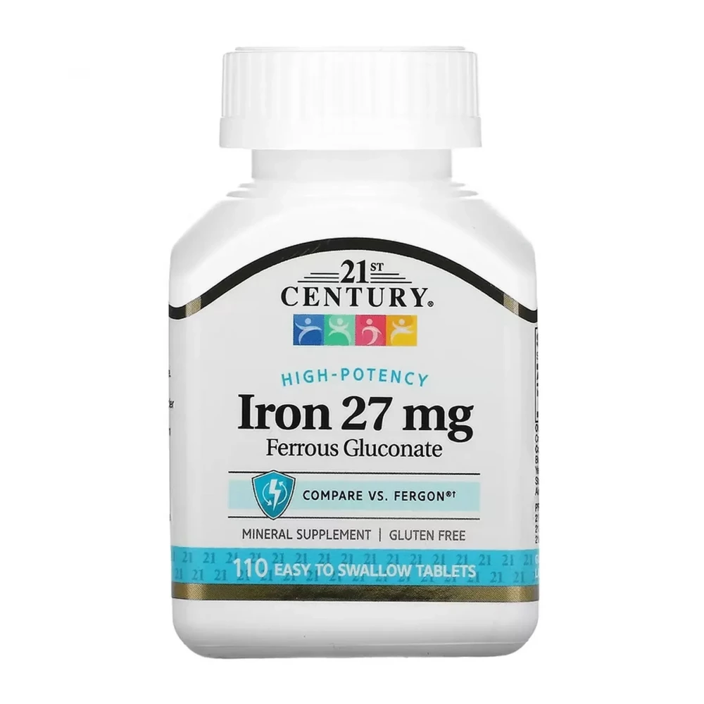 Залізо 21st Century Iron 27 mg Ferrous Gluconate - 110 tabs