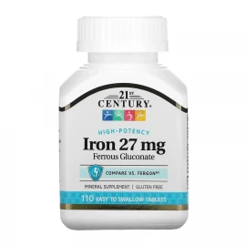 Залізо 21st Century Iron 27 mg Ferrous Gluconate - 110 tabs