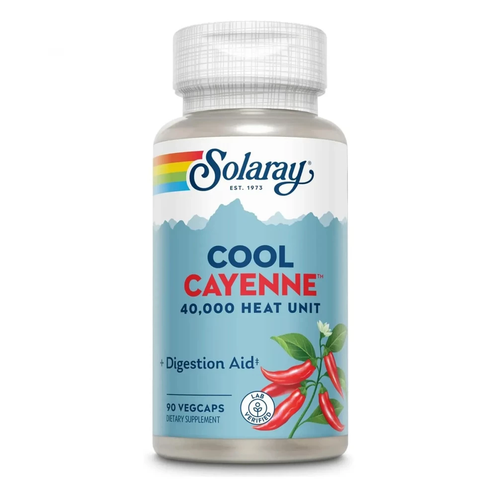 Кайєнський перець Solaray Cool Cayenne Pepper 40,000 HU 600 mg - 90 vcaps