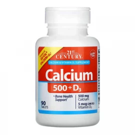Кальцій з Вітаміном D3 21st Century Calcium 500 mg + D3 - 90 tabs