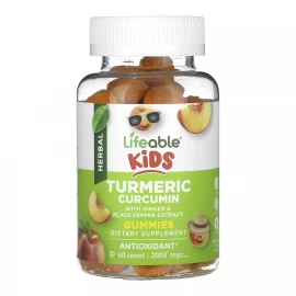 Добавка Lifeable Turmeric Curcumin with Ginger & Black Pepper Extract Kids - 60 gummies