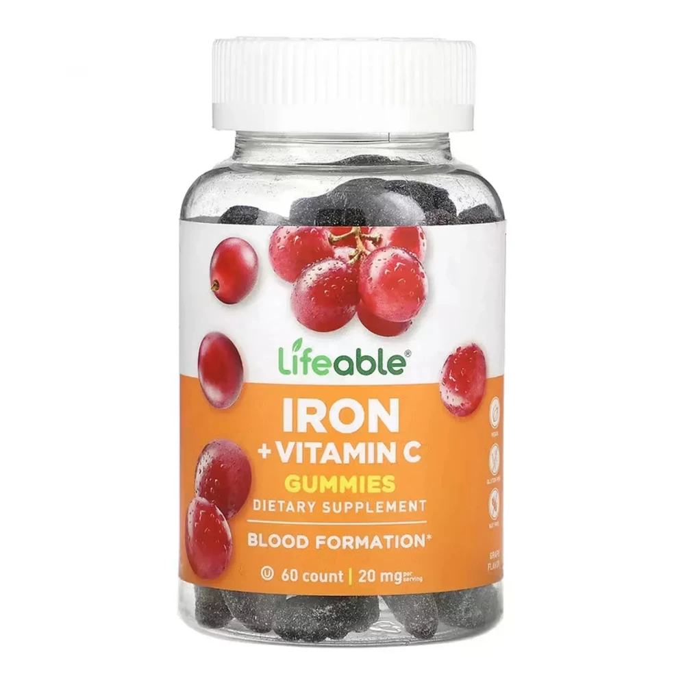 Залізо з вітаміном C Lifeable Iron + Vitamin C Adult — 60 gummies