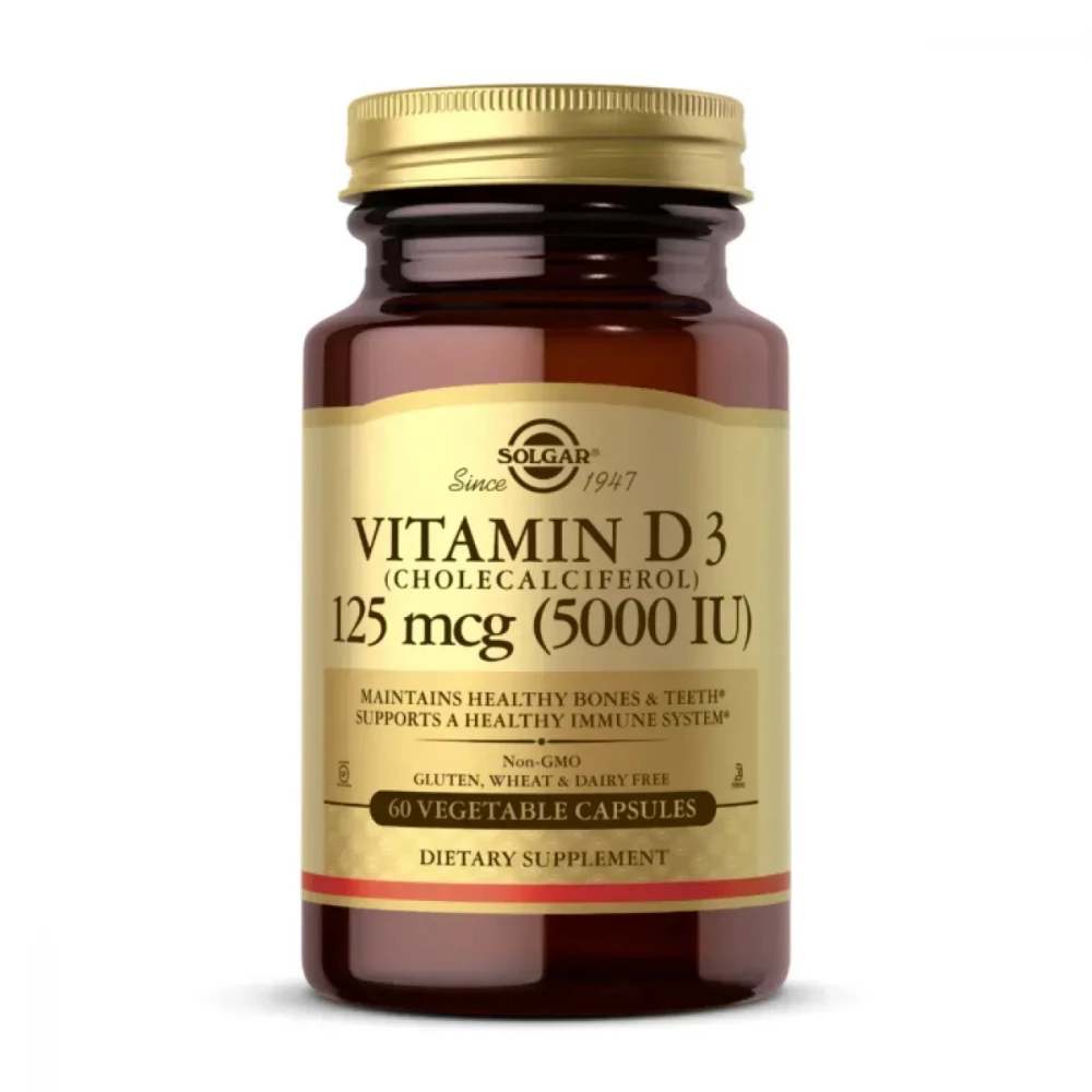 Вітамін D3 Solgar Vitamin D3 (Cholecalciferol) 125 mcg (5,000 IU) - 60 vcaps