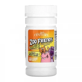 Мультивітаміни для дітей 21st Century Zoo Friends Multi with Extra C - 60 chewable tabs