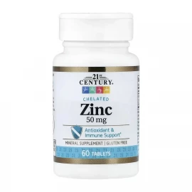 Цинк 21st Century Zinc Chelated 50 mg - 60 tabs