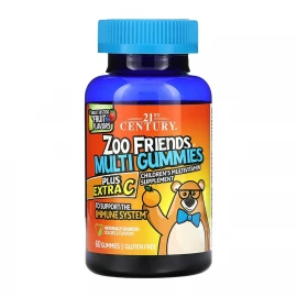 Мультивітаміни для дітей 21st Century Zoo Friends Multi Gummies Plus Extra C - 60 gummies
